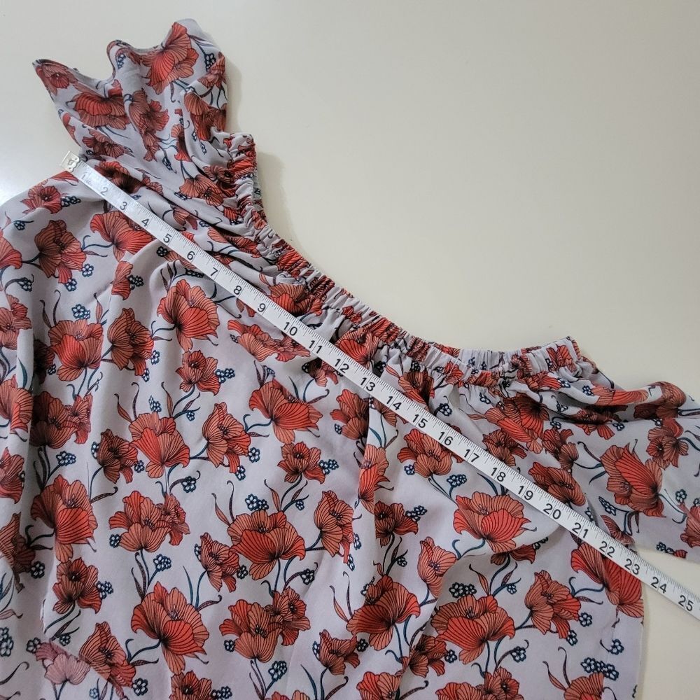 ASTR The Label Red Poppy Print Off Shoulder Crop Top Blouse - Picture 6 of 16